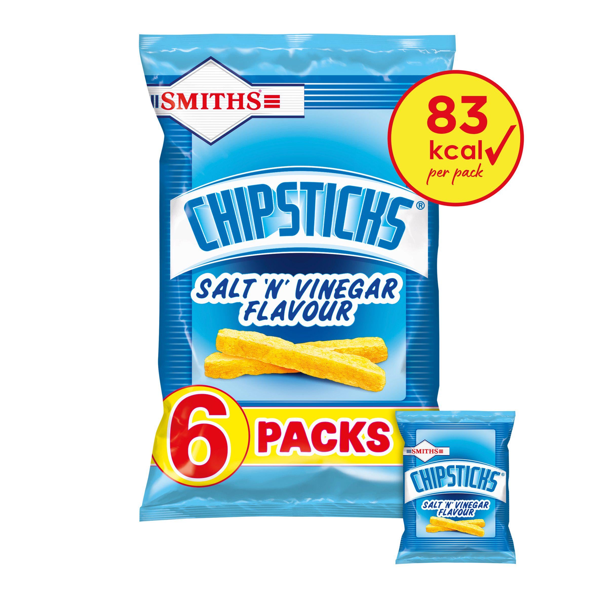 Smiths Chipsticks Salt & Vinegar Multipack Snacks Crisps 6x17g GOODS Sainsburys   