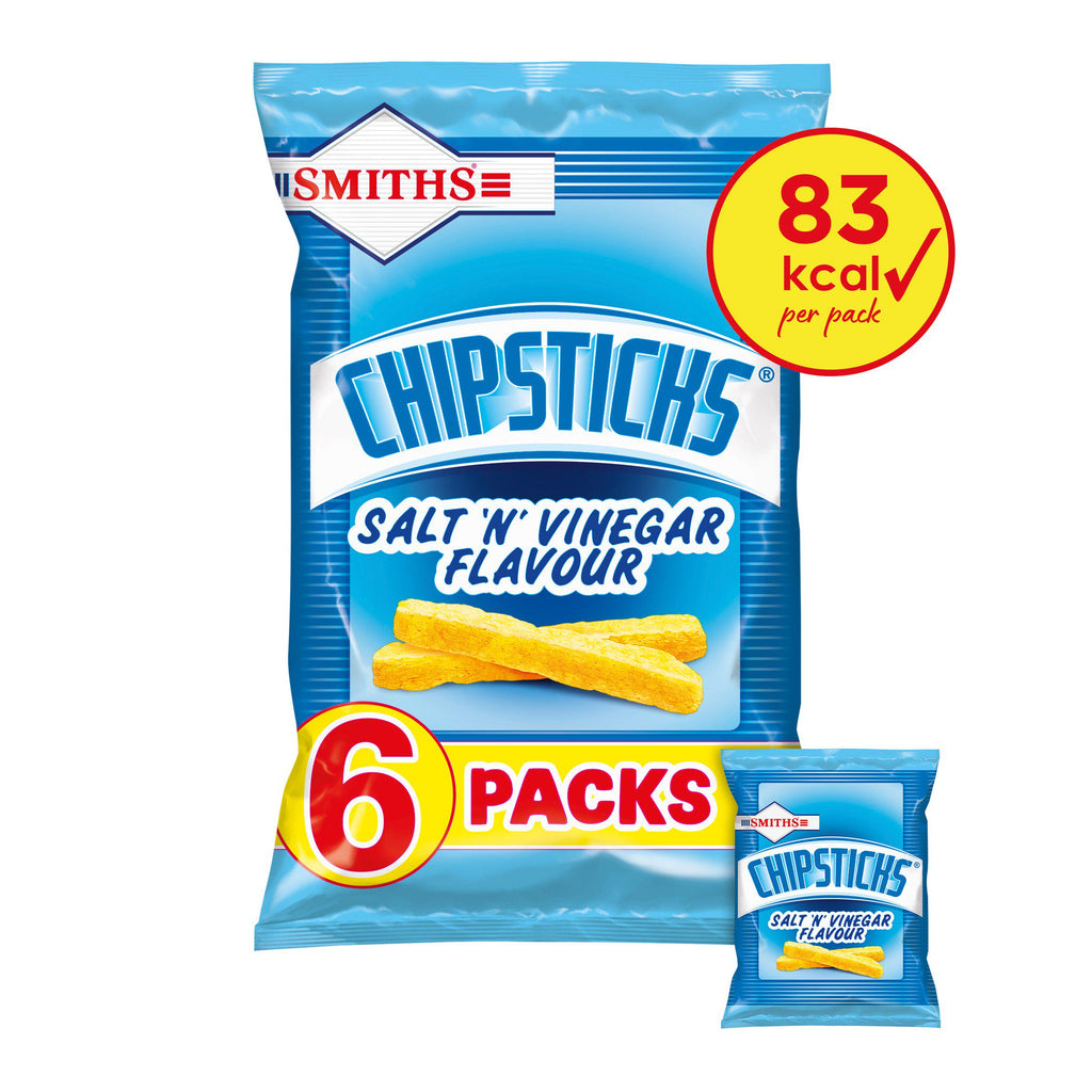 Smiths Chipsticks Salt & Vinegar Multipack Snacks Crisps 6x17g