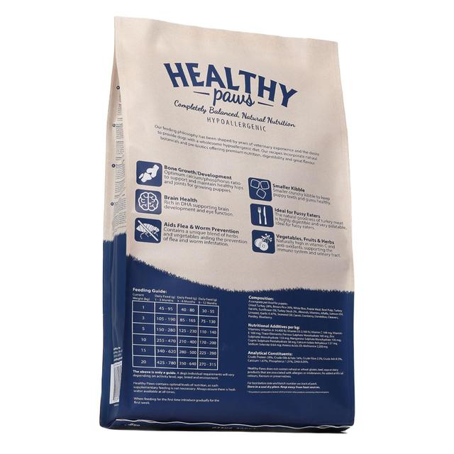 Healthy Paws British Turkey & Brown Rice Puppy Dog Food   12kg