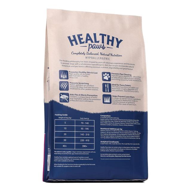 Healthy Paws Rabbit Duck & Brown Rice Adult Dog Food   12kg GOODS M&S   