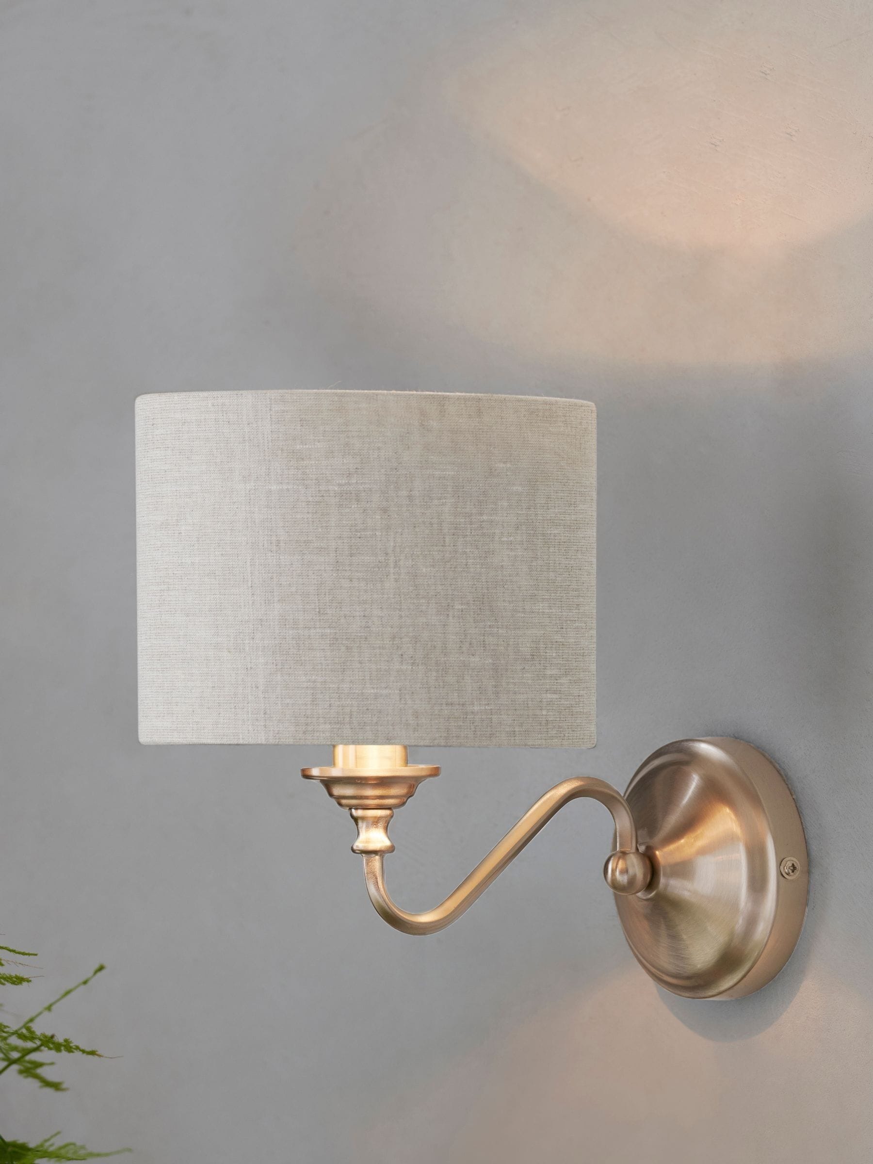 Burford wall light brushed nickel textured shade (British brand)