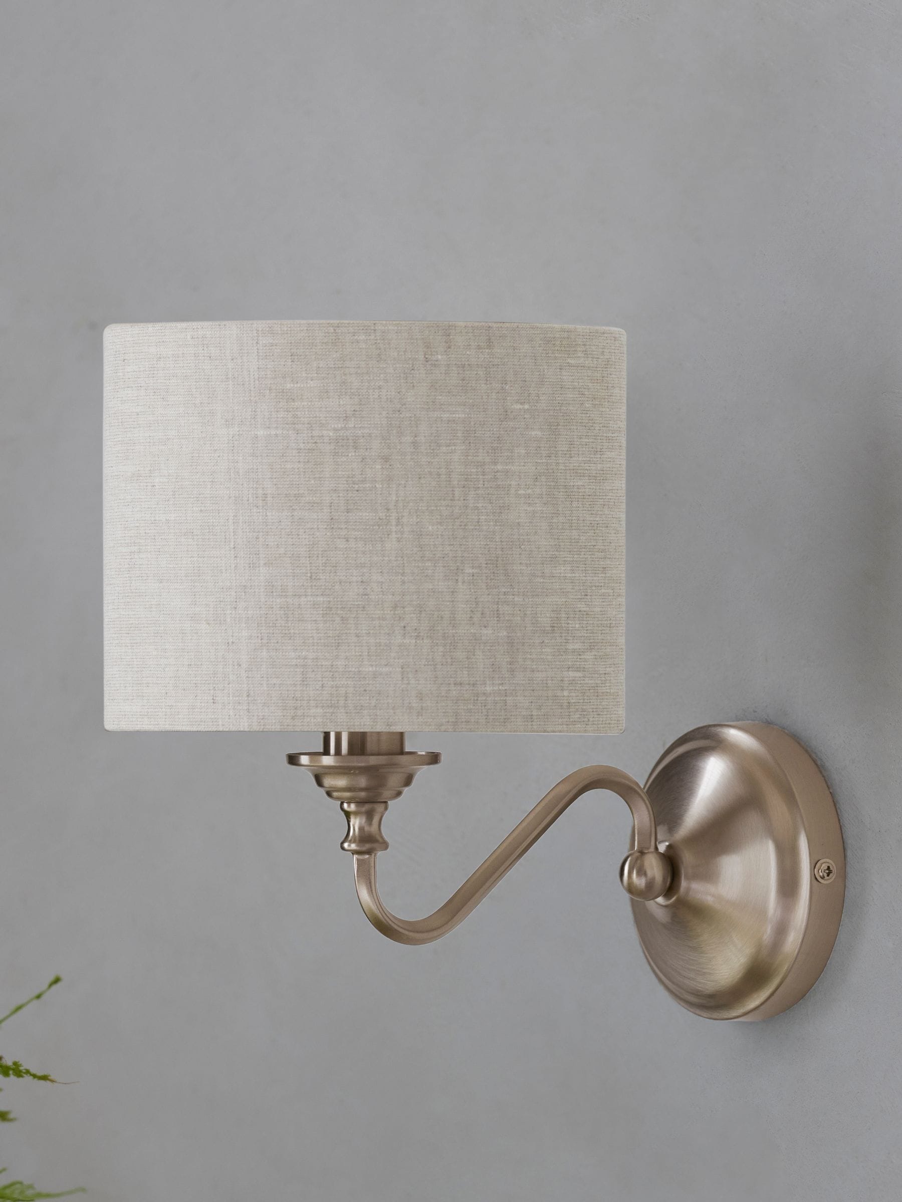 Burford wall light brushed nickel textured shade (British brand)
