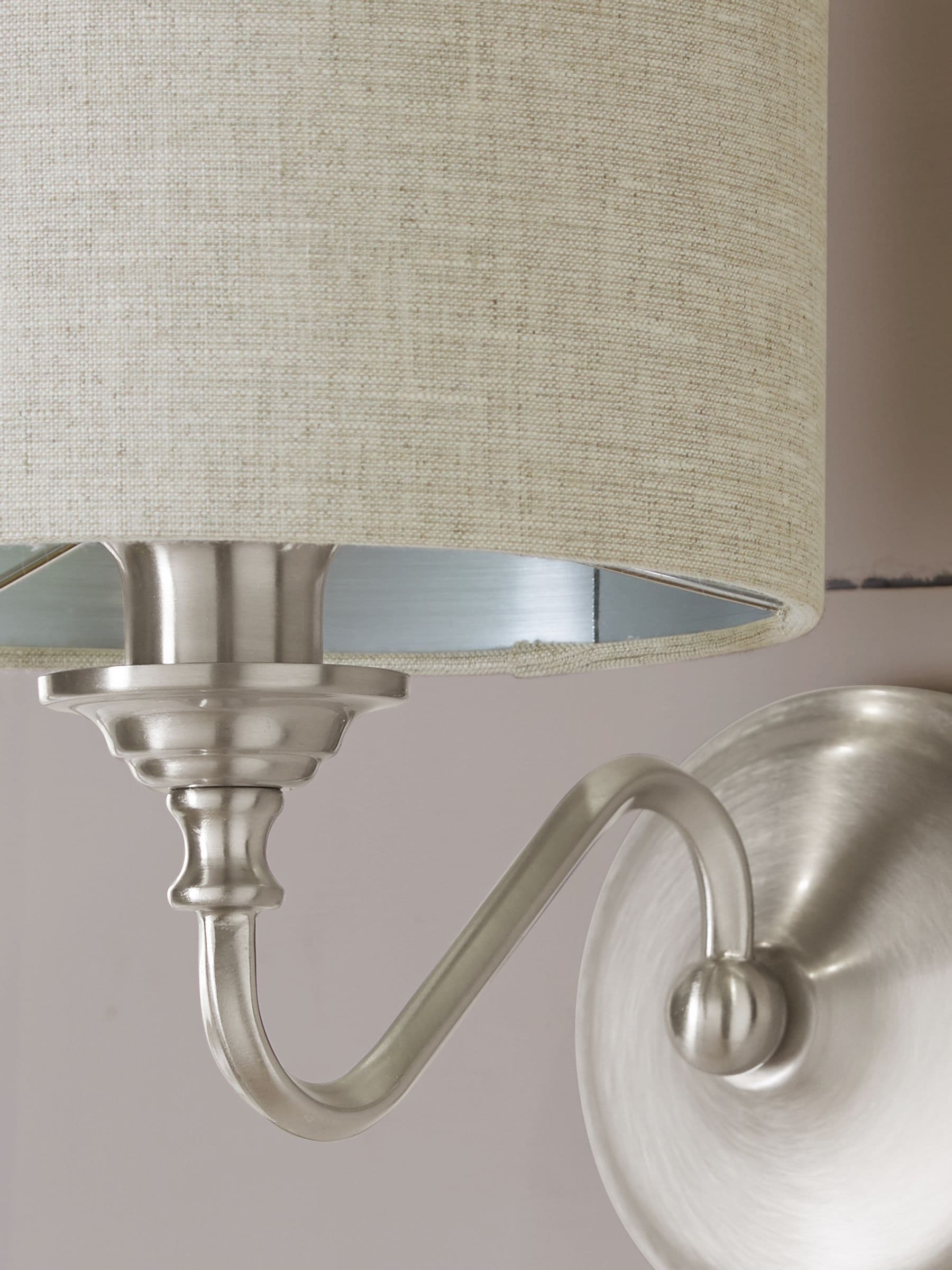 Burford wall light brushed nickel textured shade (British brand)