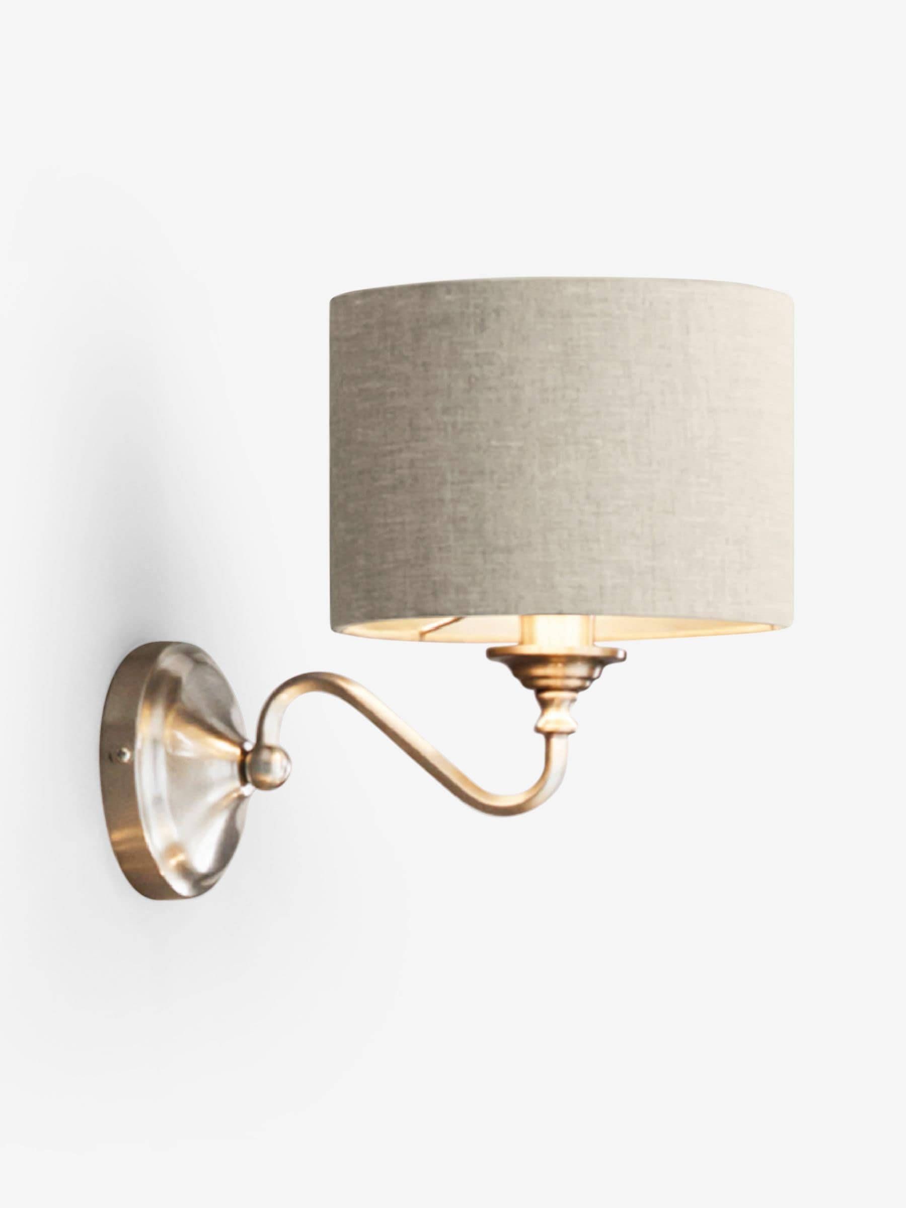 Burford wall light brushed nickel textured shade (British brand)