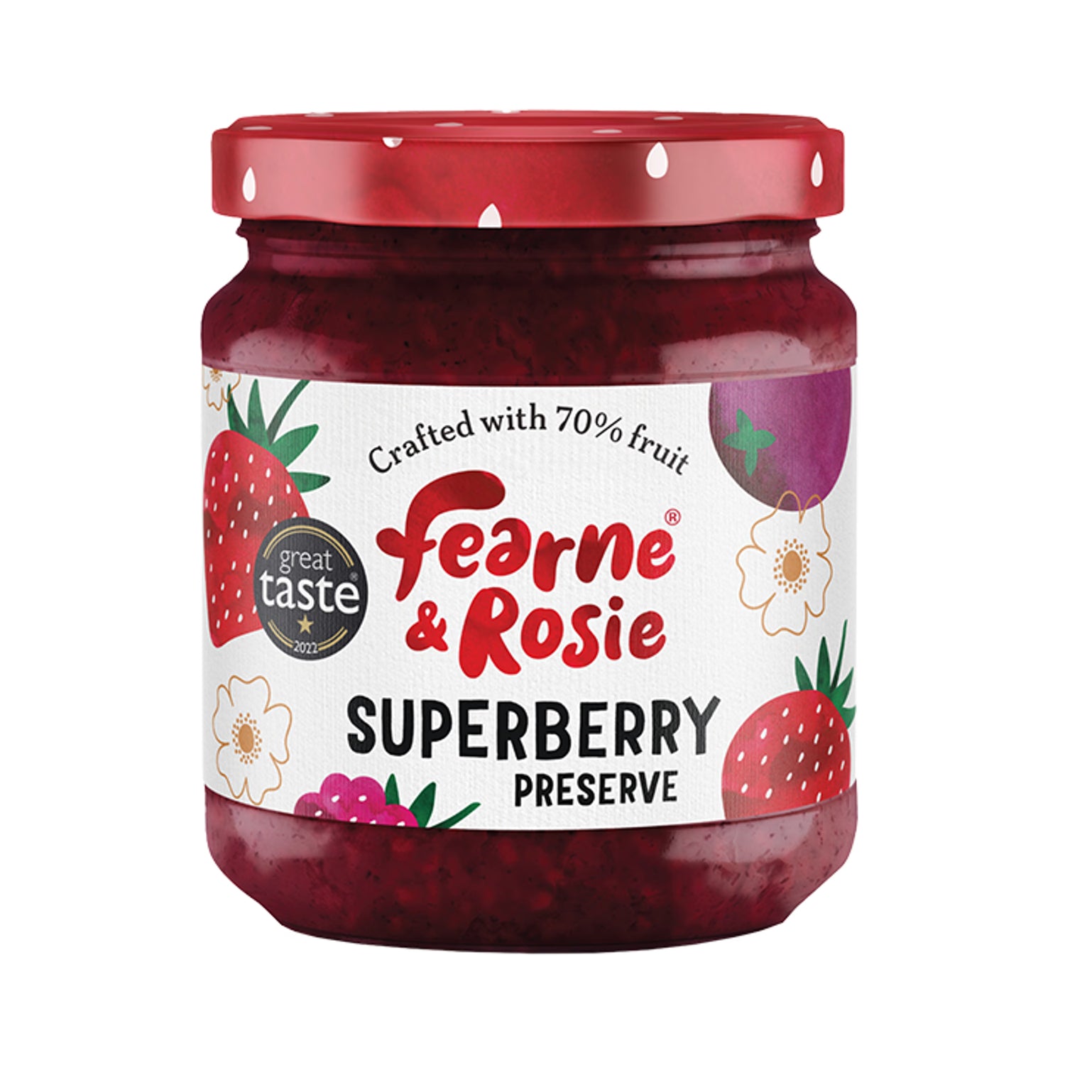 Fearne and Rosie superberry jam reduced sugar 310g - British product