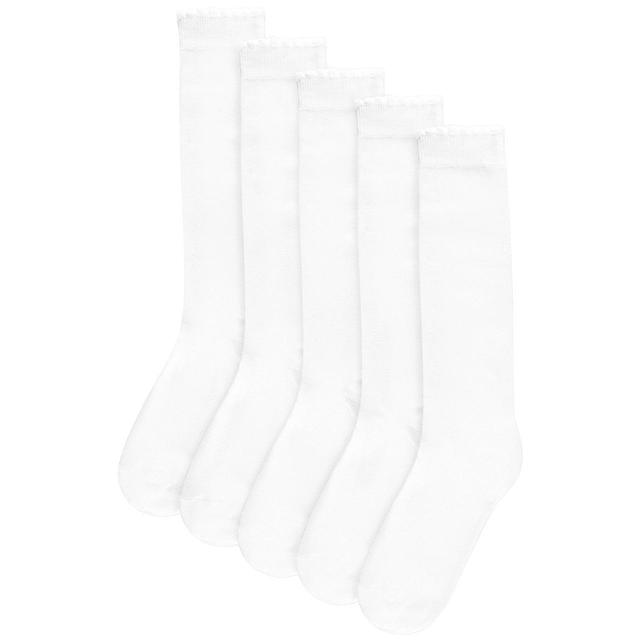 M&S Kids Knee High School Socks 5 Pack White GOODS M&S   