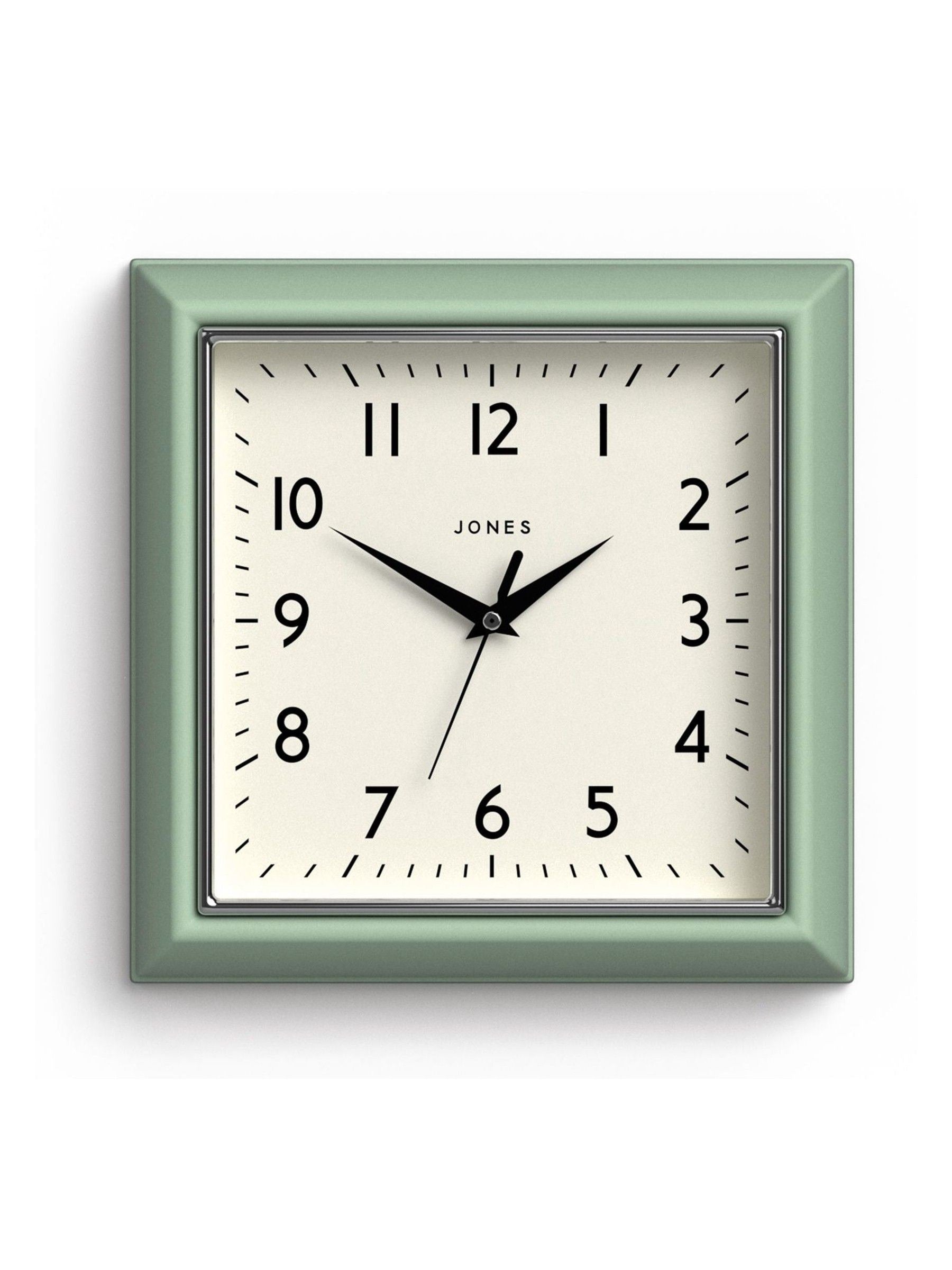 Jones Clocks Yellow A Retro Square Wall Clock, UK version