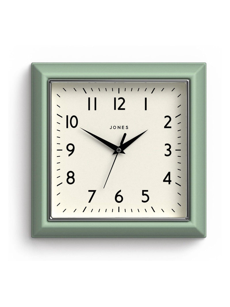Jones Clocks Yellow A Retro Square Wall Clock, UK version