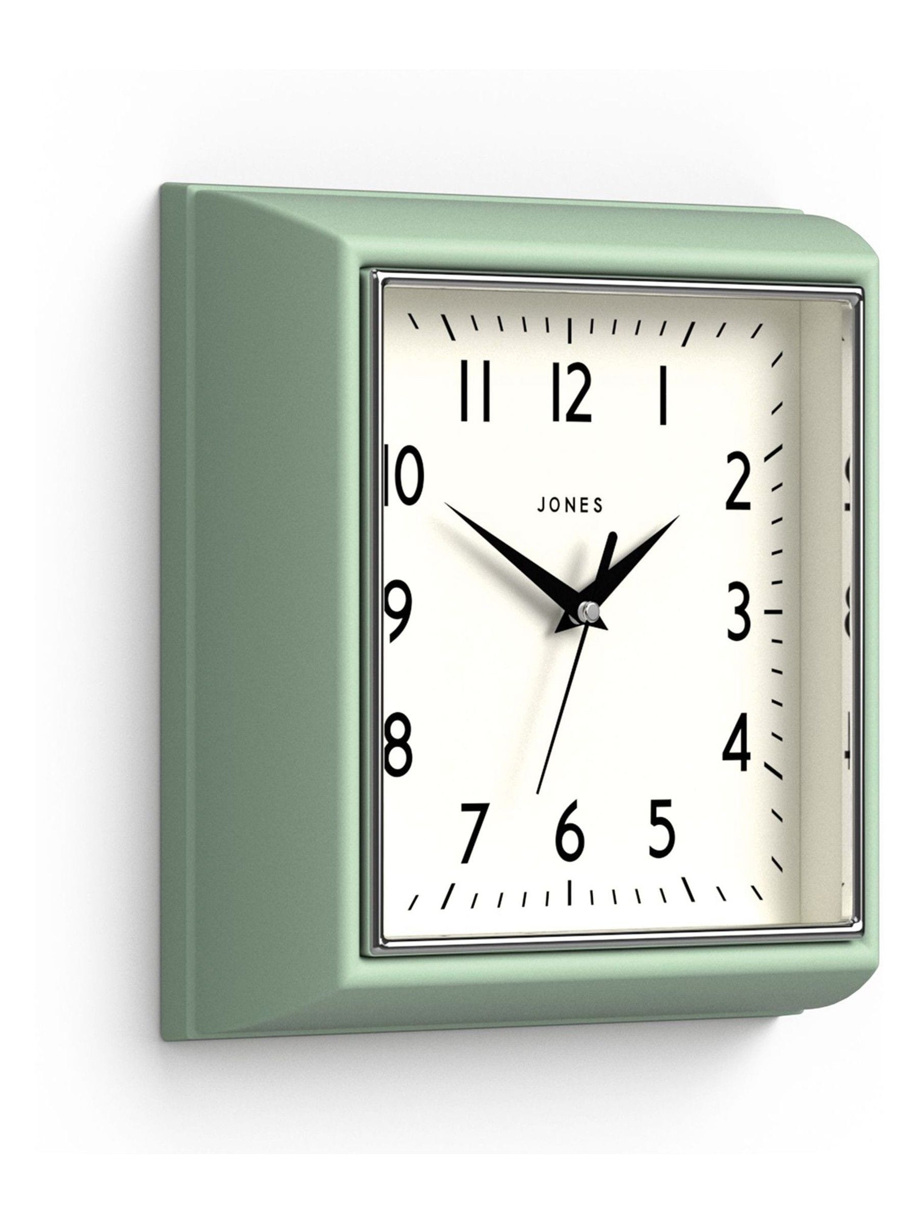 Jones Clocks Yellow A Retro Square Wall Clock, UK version