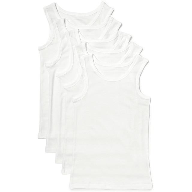 M&S Boys Pure Cotton Vests 5 Pack 2-12 Years White GOODS M&S   