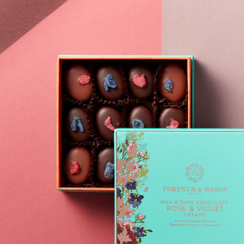 Fortnum's rose and violet cream chocolates 120g, imported from the UK