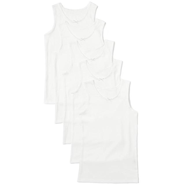 M&S Girls Cotton Vests 5 Pack 2-10 Years White GOODS M&S   