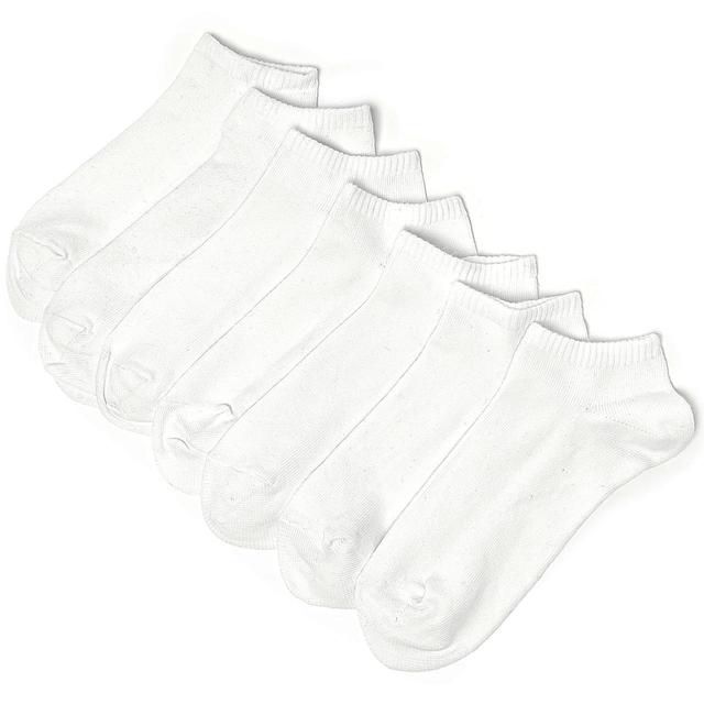 M&S Kids 7pk Cotton Trainer Liner Socks 3-16 Years White GOODS M&S   