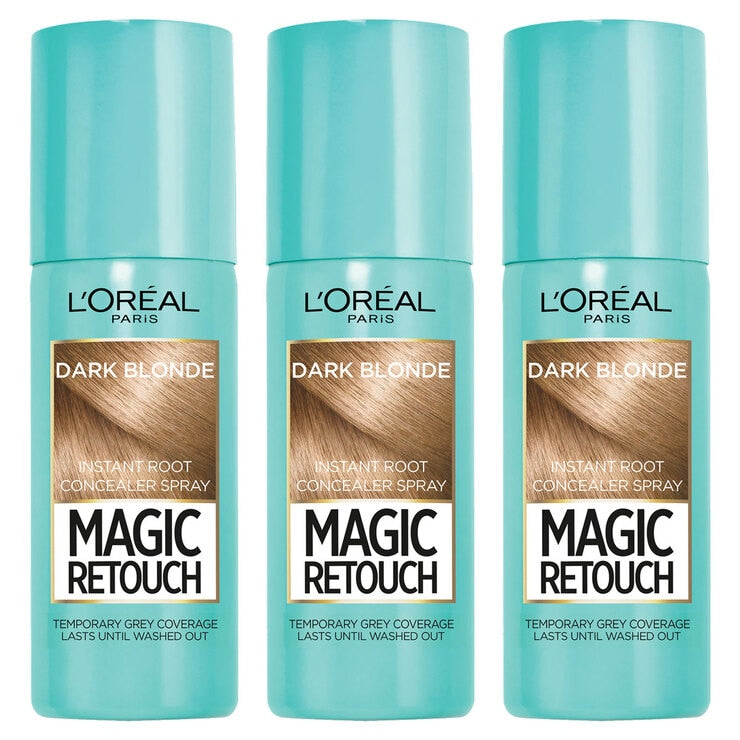 LOreal Magic Retouch Instant Root Concealer Spray 3 x 75ml in Dark Blonde