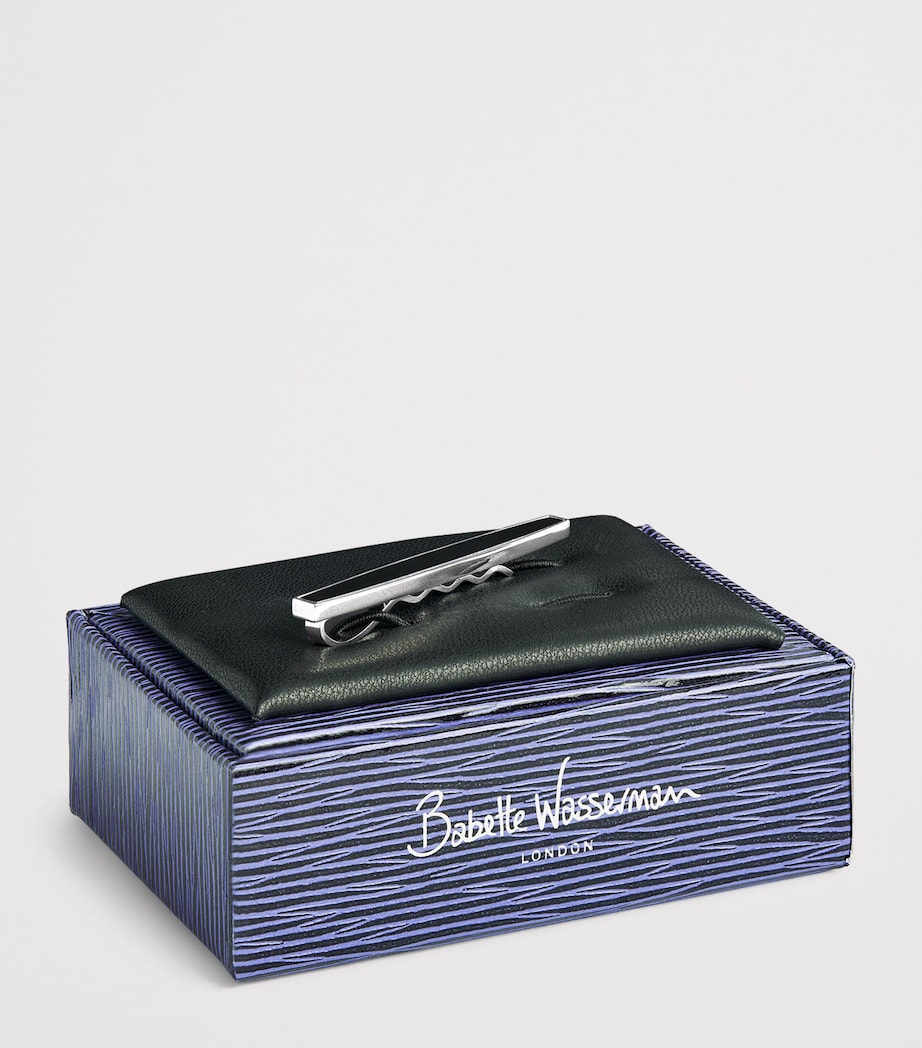 Babette Wasserman rhodium-plated Deco cufflinks, UK version