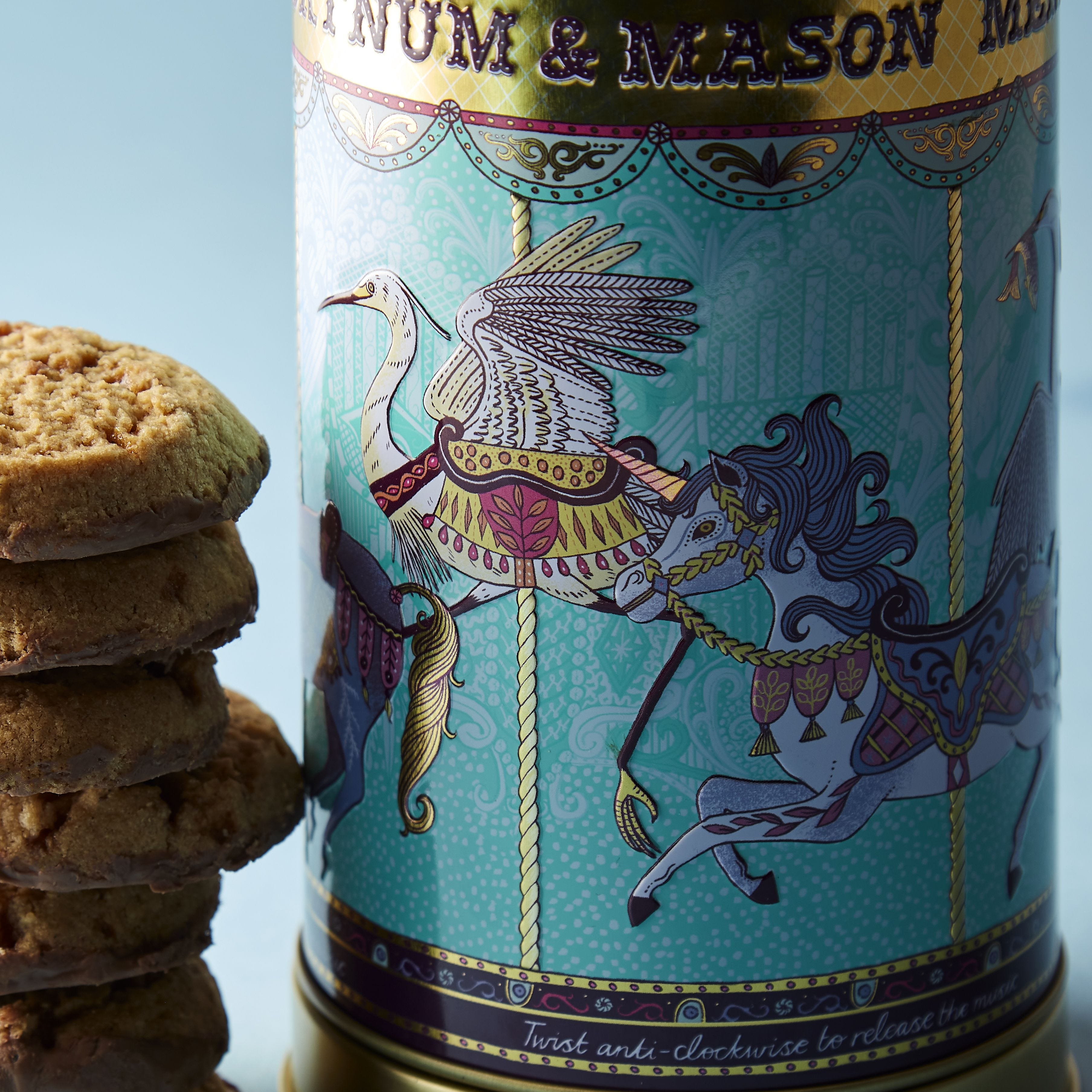 Fortnum & Mason Mini Merry-Go-Round musical biscuit tin, imported from the UK