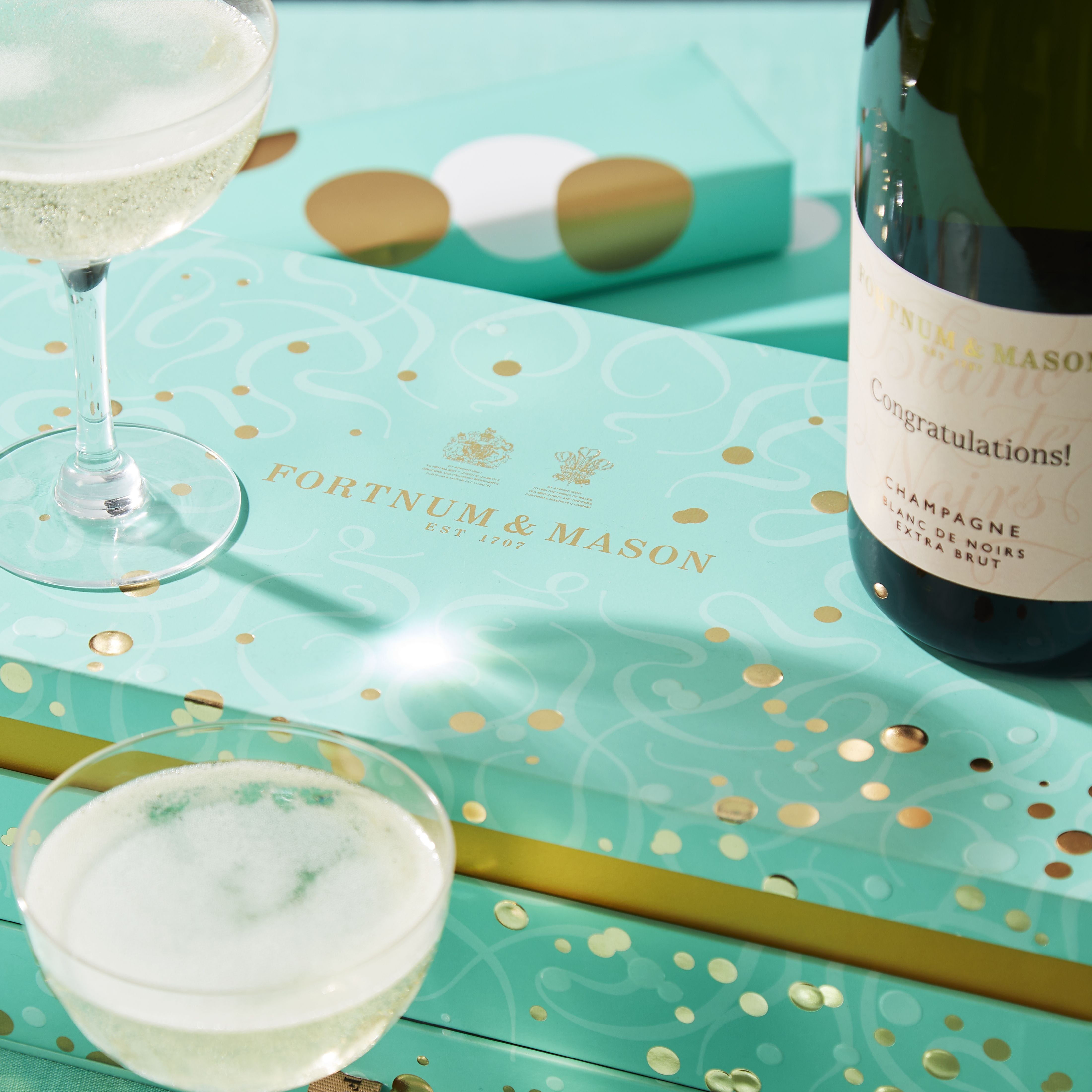 Fortnum's Personalised Champagne Celebration Box with truffles, UK version