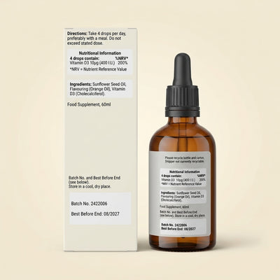 M&S Holland & Barrett Vitamin D 400 I.U. (10µg) Liquid Drops Orange- Buy online at McGrocer