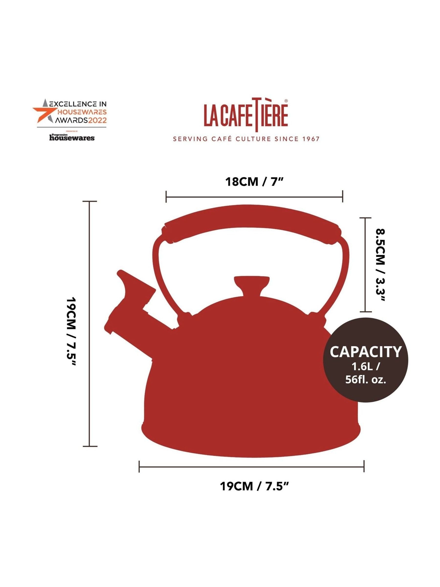 La Cafetiere cream whistling kettle 16L, UK version