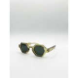 SVNX round hexagon sunglasses sage green, imported from the UK
