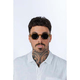 SVNX round hexagon sunglasses sage green, imported from the UK