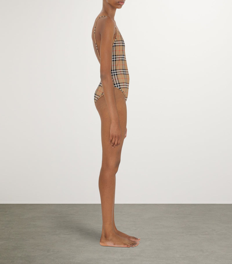 Burberry check pattern swimsuit in archival tones - British product
