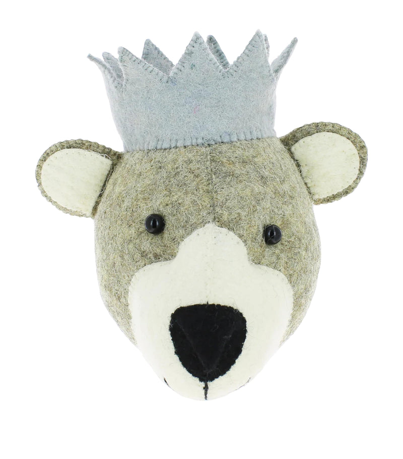 Fiona Walker wool bear head decoration 23cm - British product