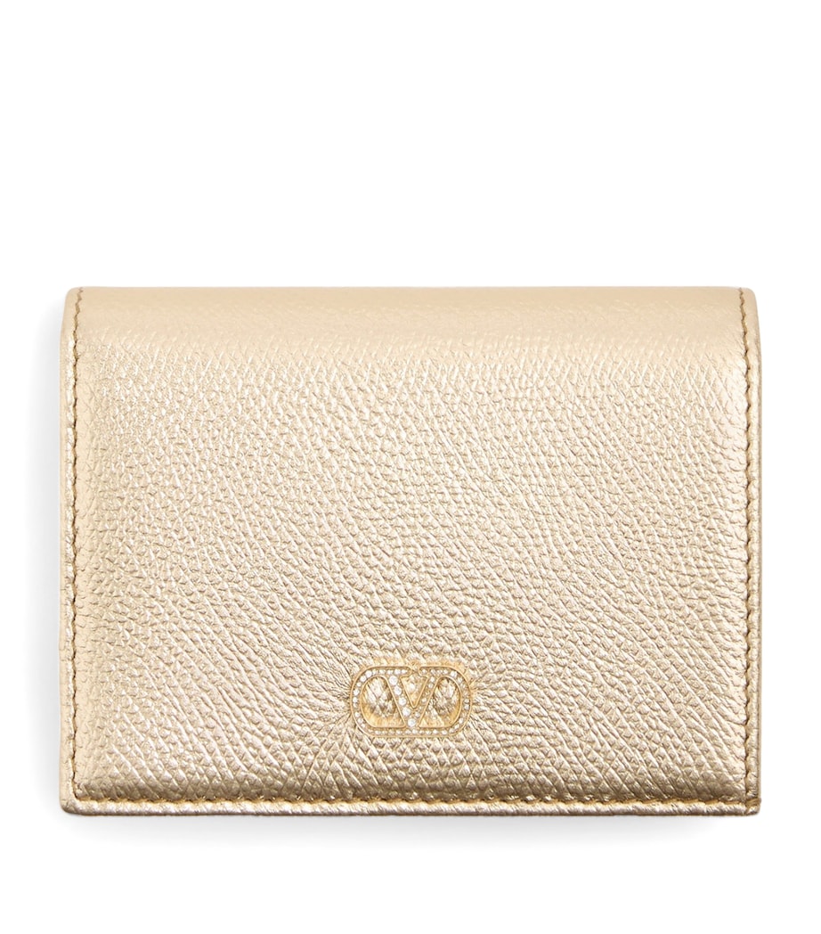 Valentino Garavani VLogo Signature lommebok metallisk skinn, UK-versjon