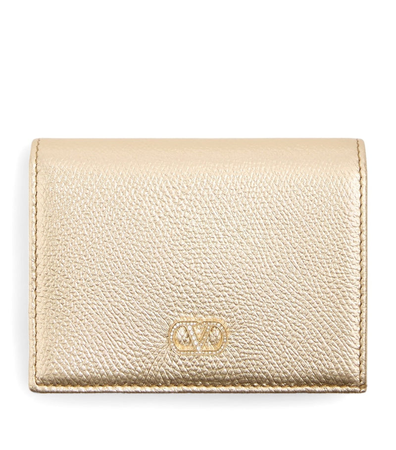 Valentino Garavani VLogo Signature lommebok metallisk skinn, UK-versjon