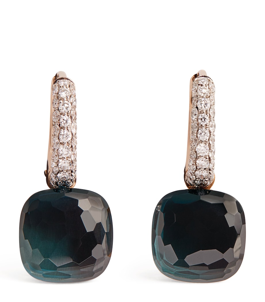 Pomellato drop earrings London blue topaz diamonds mixed metal - British product