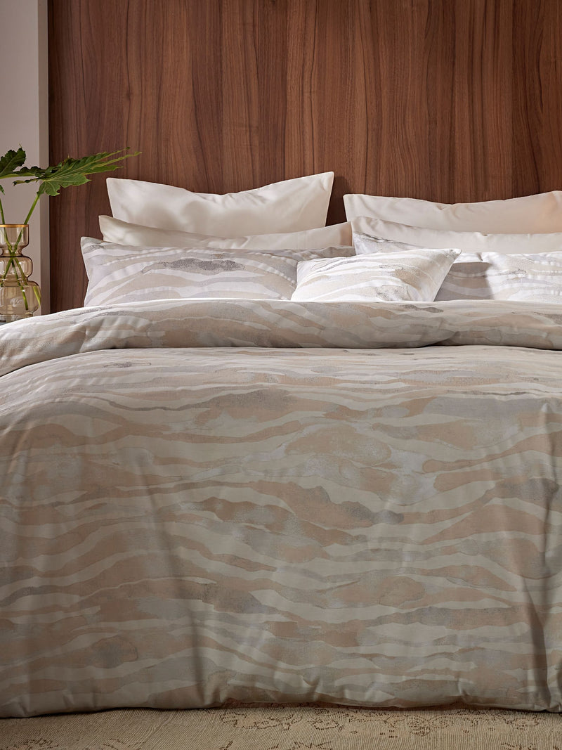 Vantona cream Hardwick Jacquard duvet cover and pillowcase set (British brand)