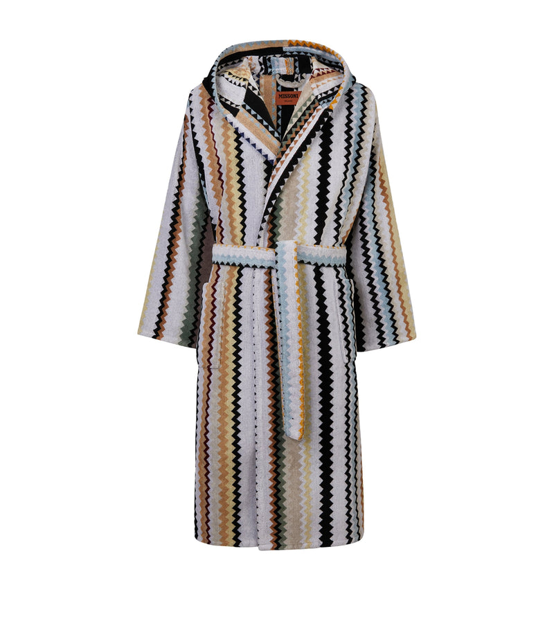 Missoni Home medium hooded towelling zigzag robe, imported from the UK