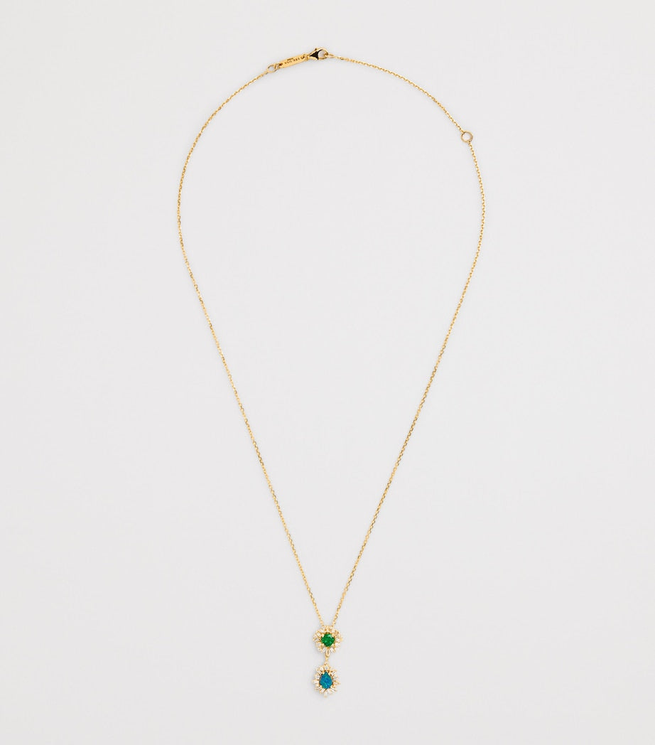 Suzanne Kalan yellow gold diamond emerald opal necklace - British product