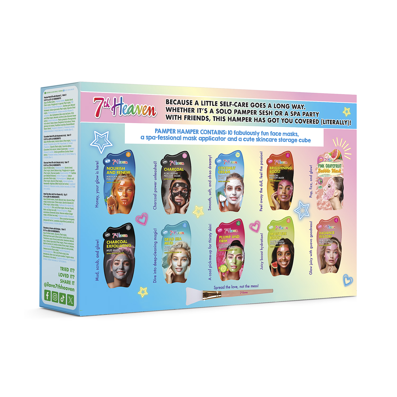 Pamper Hamper gift set with face masks and hair treatments, UK version
