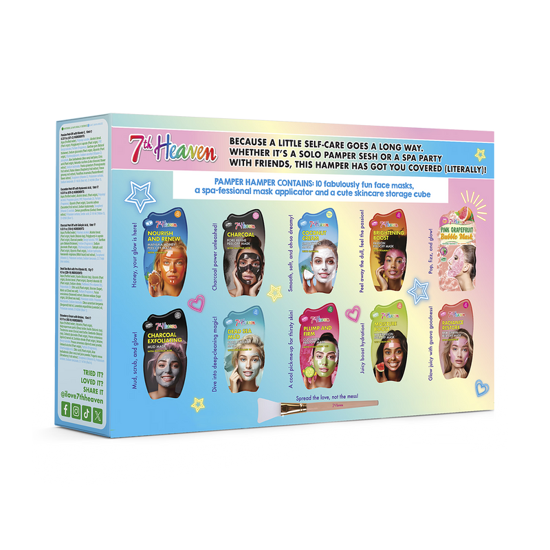 Pamper Hamper gift set with face masks and hair treatments, UK version