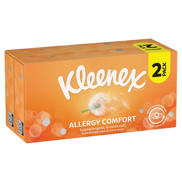 Kleenex Hayfever Allergy Comfort Facial Tissues - Twin Box   2 x 56 per pack