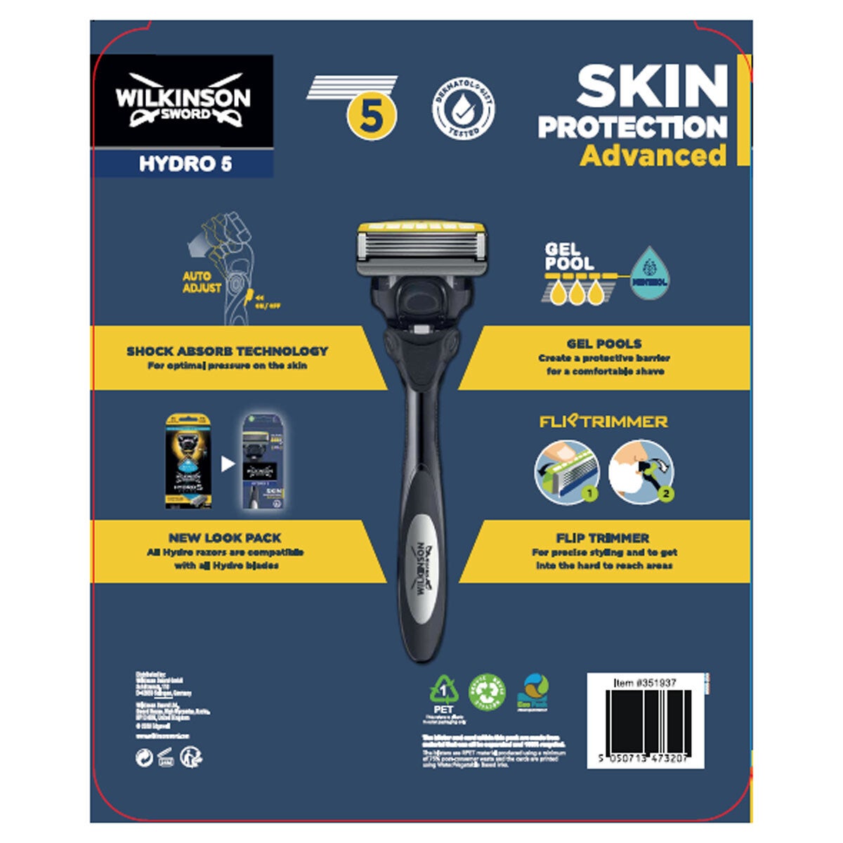 Wilkinson Sword Hydro 5 Ultimate manual razor with 9 blades and handle (British brand)