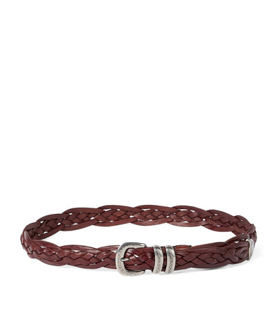 Harrods Brunello Cucinelli Leather Woven Belt- Buy online at McGrocer