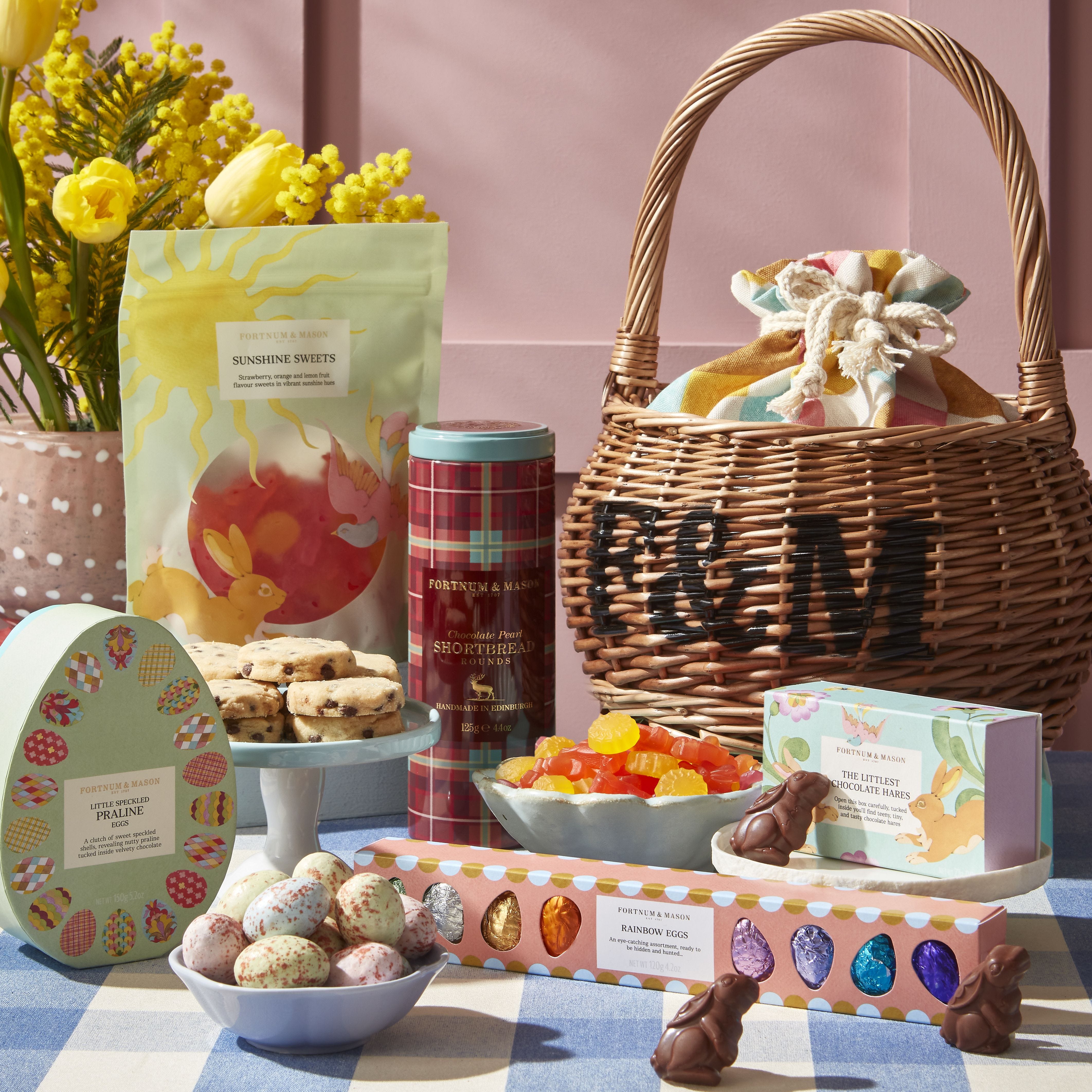 Happy Easter Basket hamper with chocolate eggs and sweets (British brand)