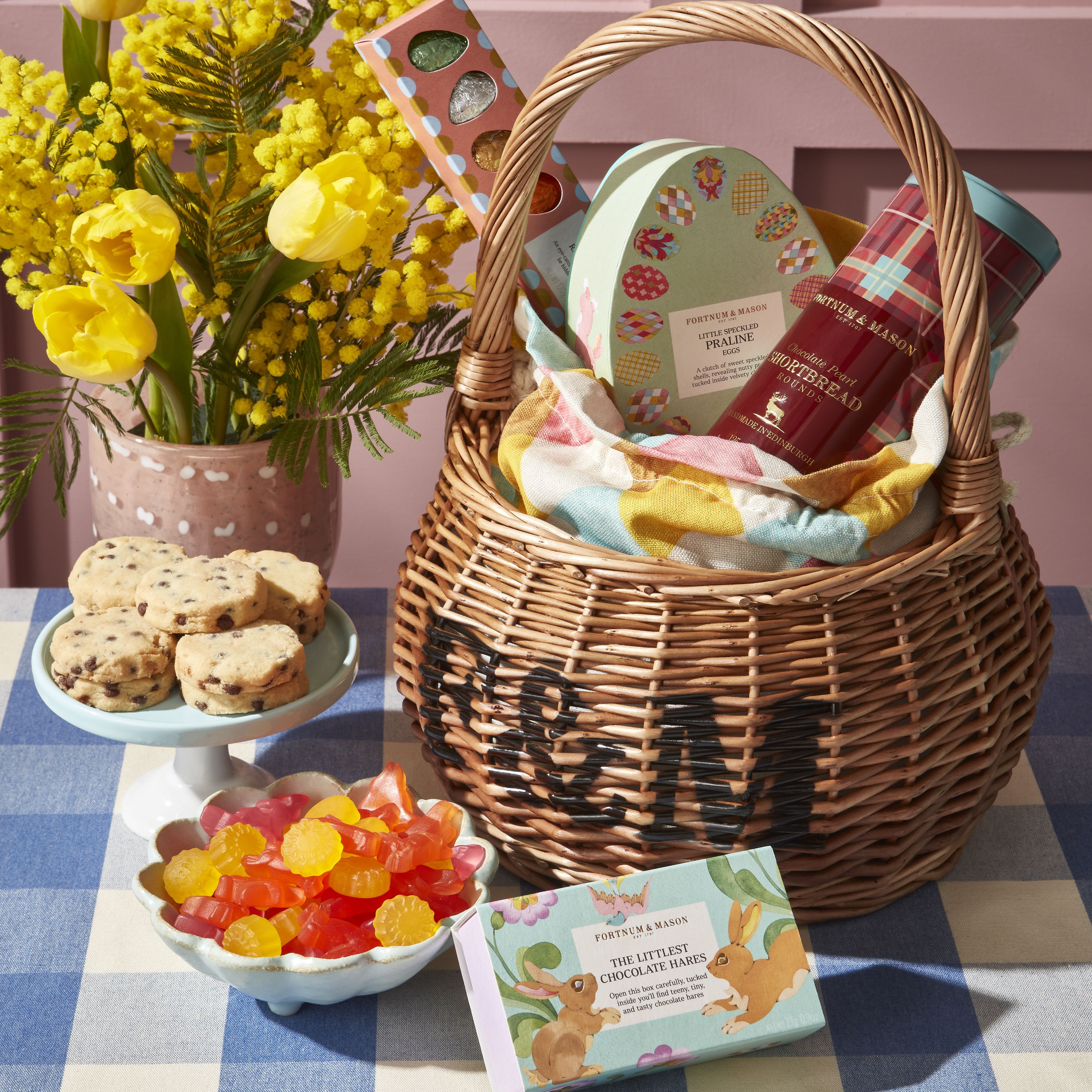 Happy Easter Basket hamper with chocolate eggs and sweets (British brand)