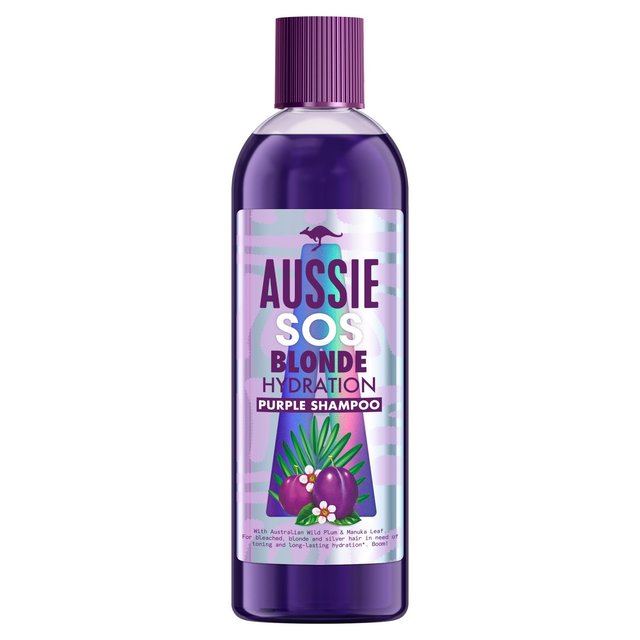 Aussie Blonde Hydration Purple Shampoo with Hemp for Blonde and Silver Hair   290ml GOODS M&S   