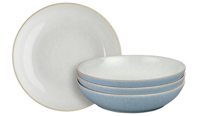 Denby Elements 4 Piece Stoneware Pasta Bowls - Blue