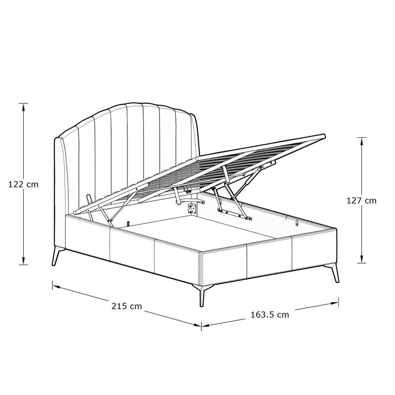 GFW Pettine Kingsize Velvet Ottoman Bed Frame - Cream