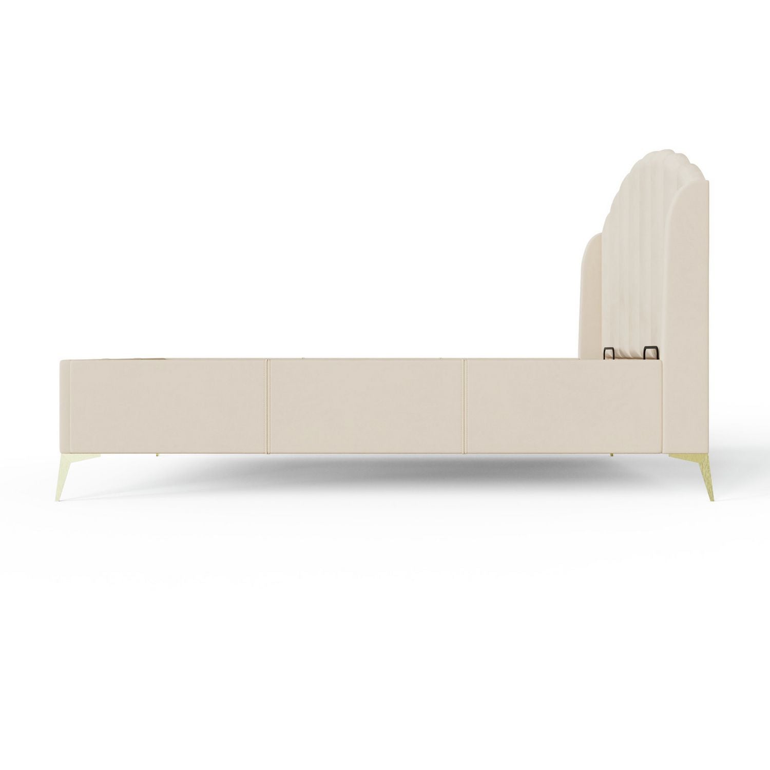 GFW Pettine Kingsize Velvet Ottoman Bed Frame - Cream