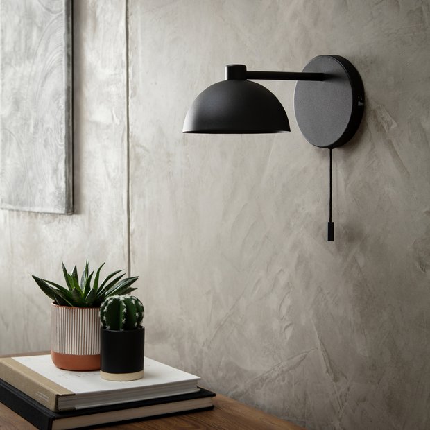Habitat Mushroom steel wall light in black - British product