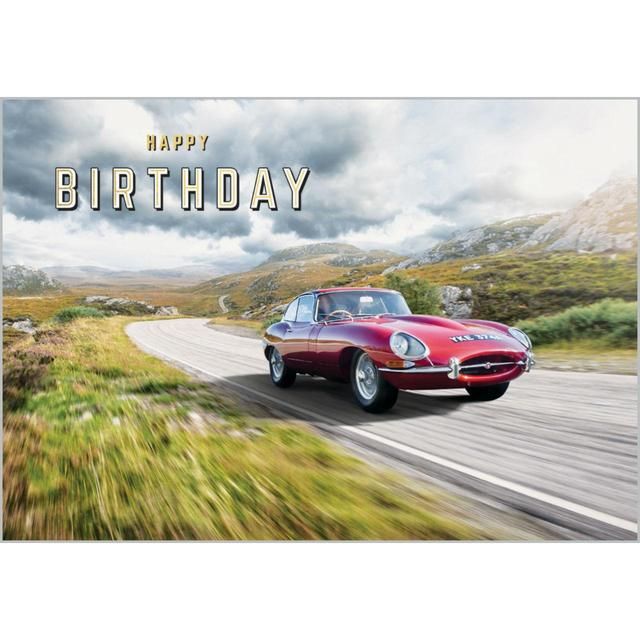 Jaguar Red Car Birthday Card GOODS M&S   