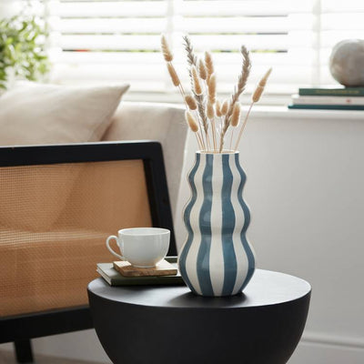 Argos Habitat Hand Painted Stripe Vase - Blue 25cm- Buy online at McGrocer