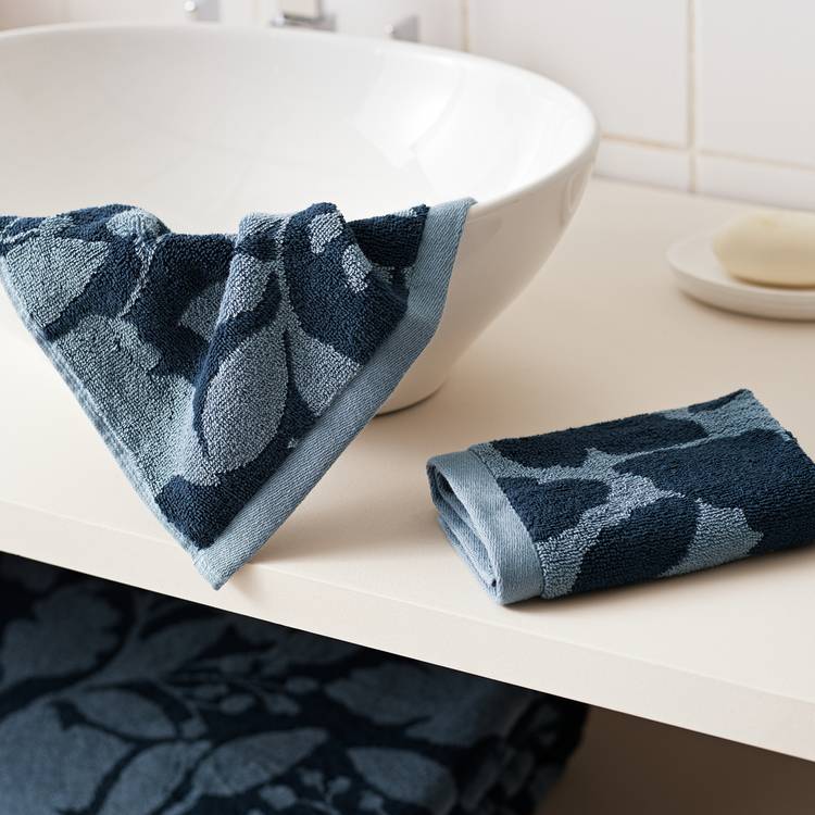 Habitat 2 Pack face cloths navy foliage 30x30cm, UK version