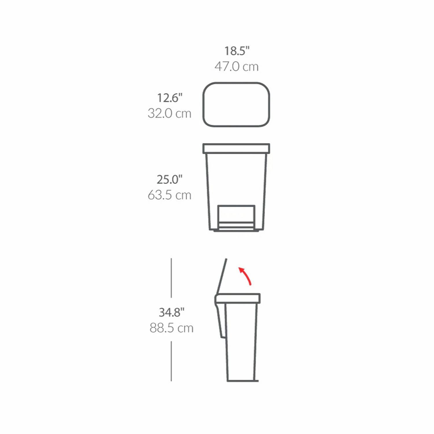 Simplehuman 45 litre plastic pedal bin black (British brand)