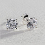 Revere sterling silver cubic zirconia stud earrings 6.5mm, imported from the UK